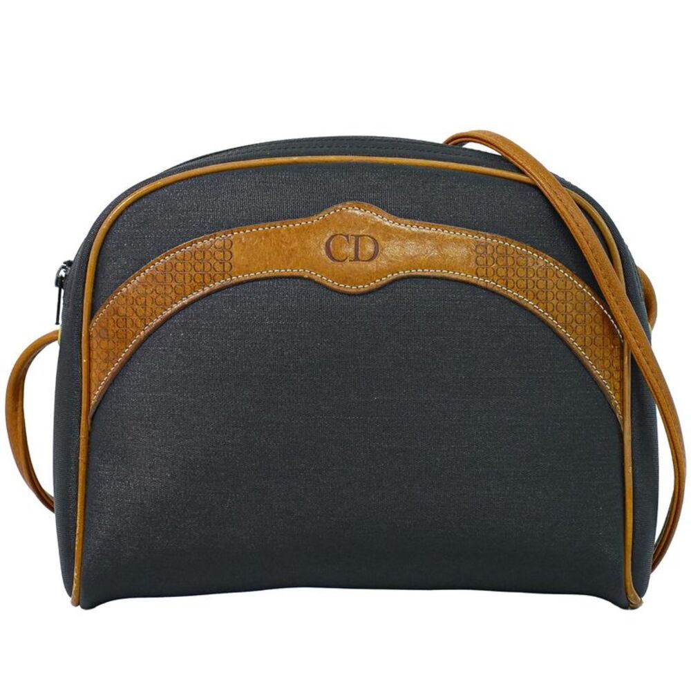 Christian Dior Cd Shoulder Bag Canvas And Leather Navy Canvas Shoulder Bag Bag